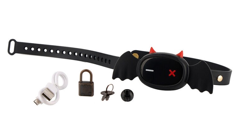 Нашийник у вигляді чортеняти Lockink, з електростимуляцією і додатком, силіконовий, чорний - Зображення 4