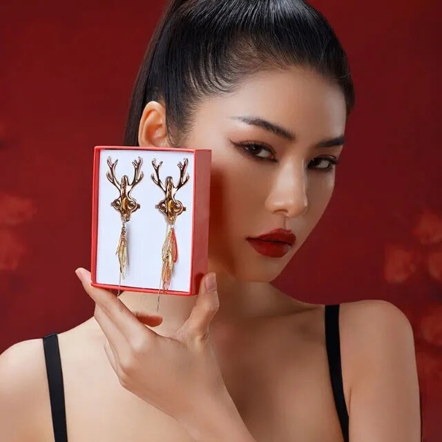 Затискачі для сосків у вигляді оленів Sevanda Stag Clamps, з підвісками, металеві, золоті - Зображення 6