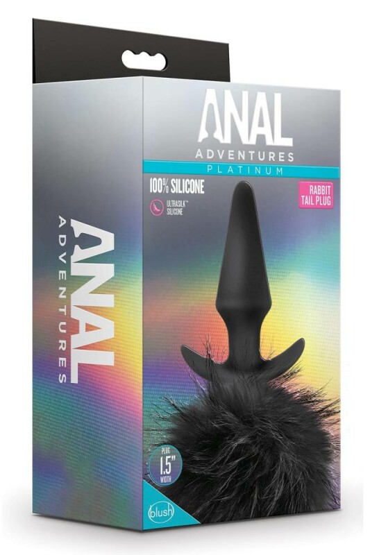 Анальна пробка хвостик кролика Anal Adventures чорна, 17.1 х 3.8 см - Зображення 1