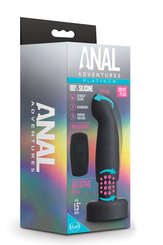 Анальний вібратор Blush Anal Adventures з пультом, чорний, 14.5 х 3.8 см - Изображение 1