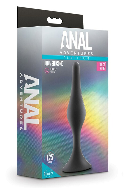 Анальна пробка витягнута Anal Adventures Blush, силіконова, чорна, 13.3 х 3 см - Изображение 1