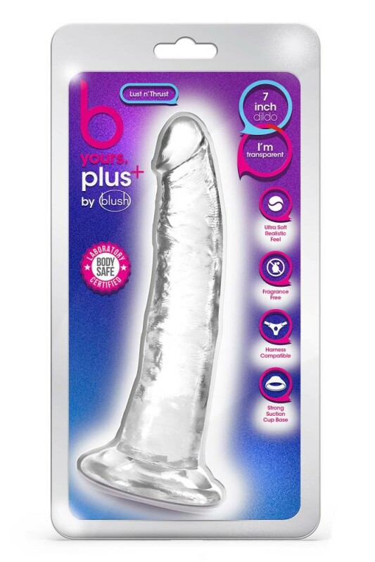 Фалоімітатор реалістичний на присосці Blush B Yours Plus прозорий, 19 х 3.8 см - Зображення 1