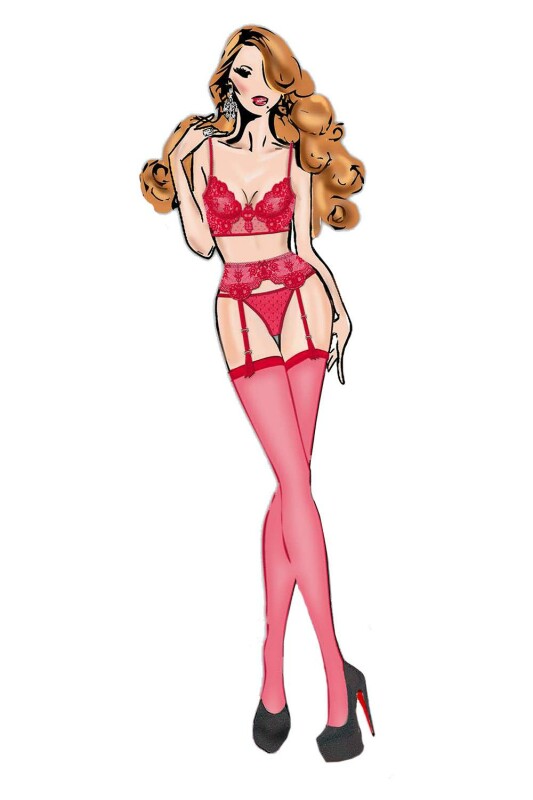 Комплект сексуальної білизни S Peekaboo Bombshell Boudoir, червоний, 3 предмети - Изображение 2