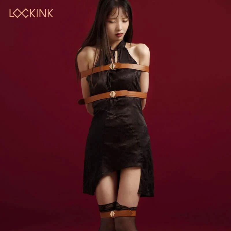 Бондажний набір Lockink, шкіряний, чорний - Изображение 5