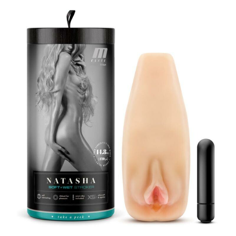 Мастурбатор-вагіна Blush M for Men з віброкулею, бежевий, 17.7 х 6.4 см