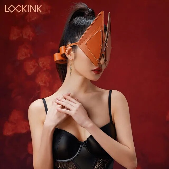 Маска лисиці Lockink, натуральна шкіра, коричнева, One Size - Изображение 2