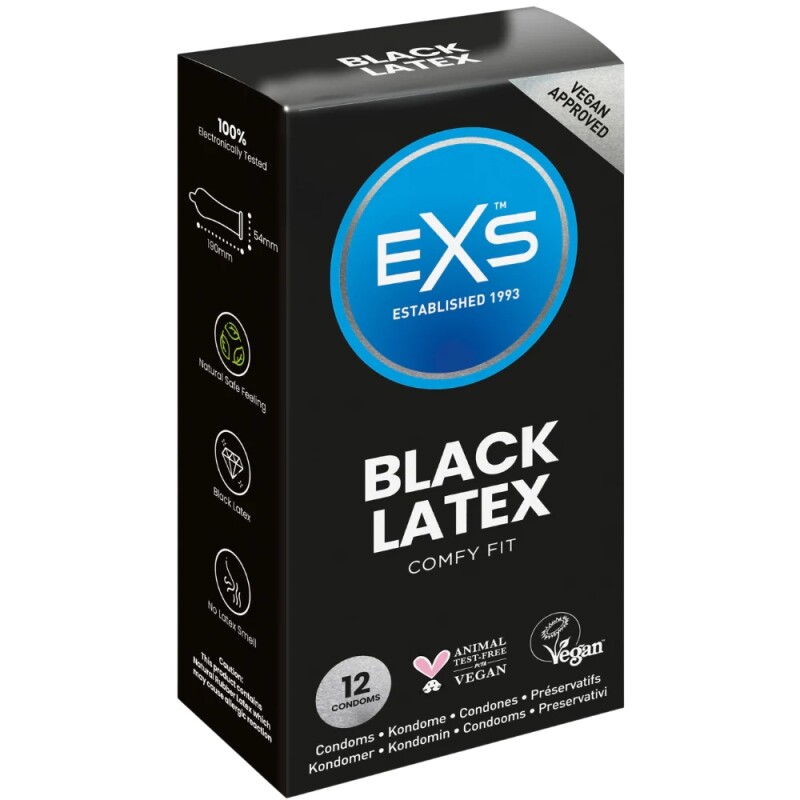 Презервативи чорні EXS, латексні, 12 шт.