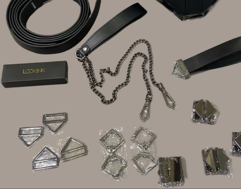 Бондажний набір у сумці Mysterious Square Kink Lockink, шкіряна, чорна, 4 предмети - Зображення 6