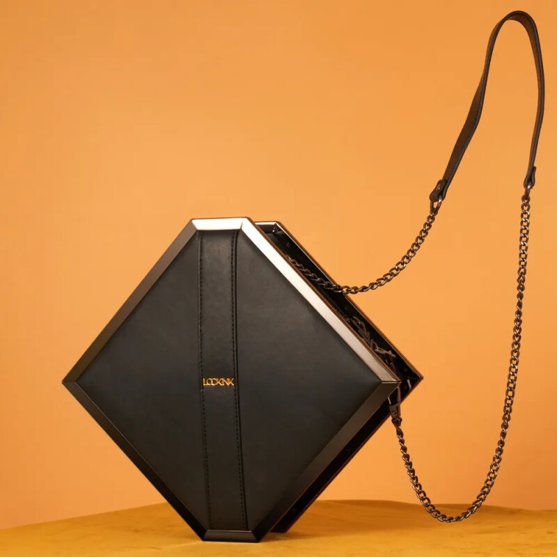 Бондажний набір у сумці Mysterious Square Kink Lockink, шкіряна, чорна, 4 предмети - Зображення 1