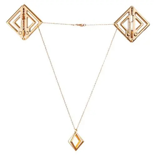 Затискачі для сосків з легкою підвіскою LOCKINK Metal Nipple Clamps with Light Pendant золоті - Изображение 7