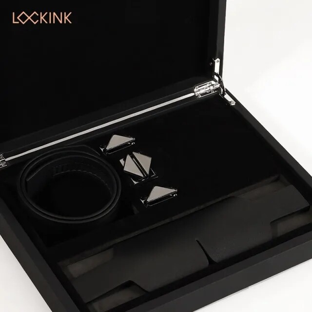 Маска на очі Lockink, шкіряна, чорна - Зображення 1
