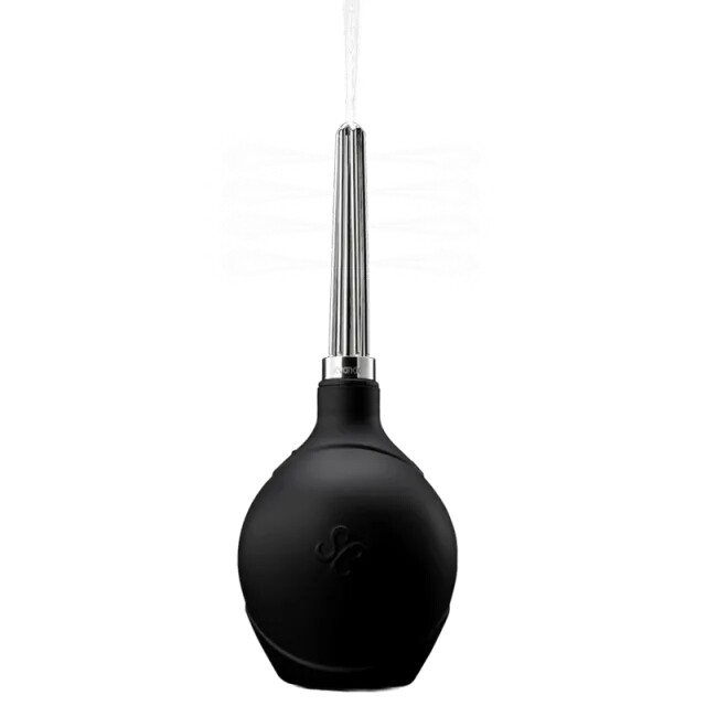 Анальний душ із рельєфною насадкою Stream Enema Bulb Sevanda, метал, чорно-сріблястий, 295 мл - Зображення 2