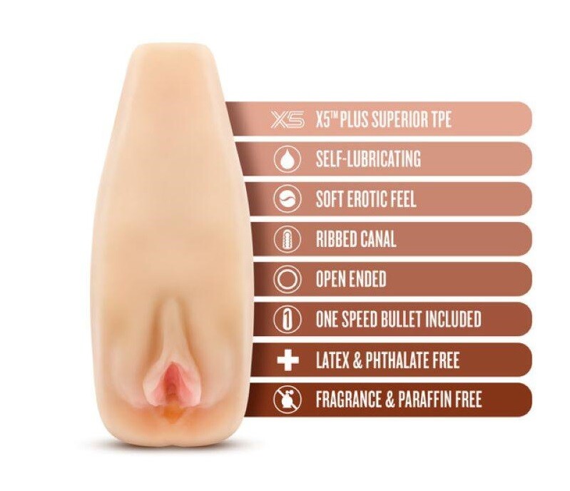 Мастурбатор-вагіна Blush M for Men з віброкулею, бежевий, 17.7 х 6.4 см - Зображення 4