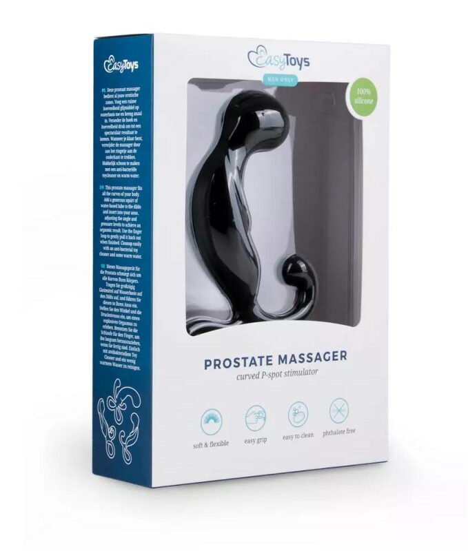Масажер простати рельєфний Easytoys чорний, 14 х 2.8 см - Изображение 1