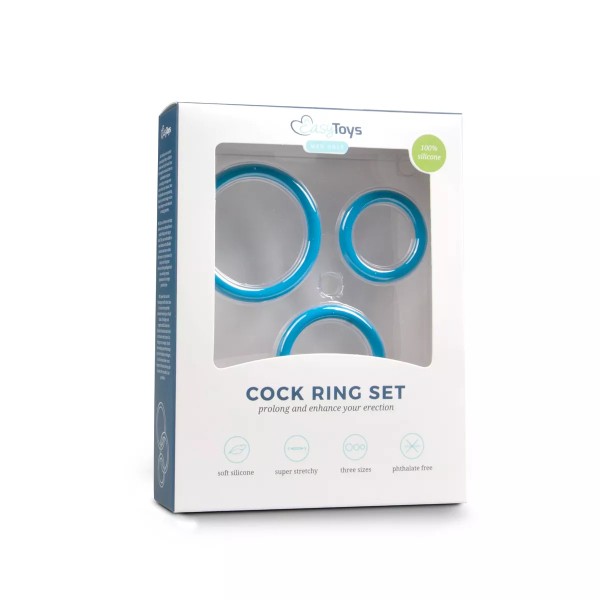 Набор колец для пениса Easytoys Men Only Cock Ring Set 3 шт, разного размера, синий - Зображення 1