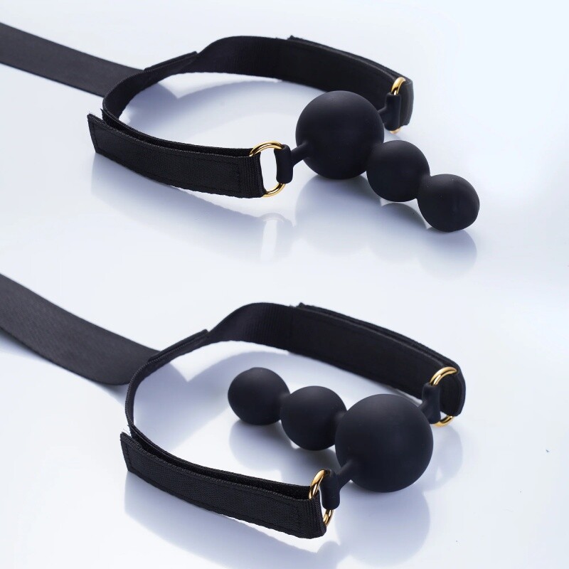 Набір для бондажу Hogtie Bondage Gear With Mouth Gags з 3 кляпами, чорний - Изображение 2
