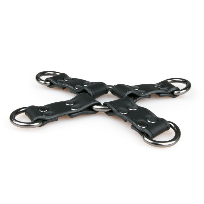 Хрестовина шкіряна чорна Black Leather Hogtie - Изображение 4