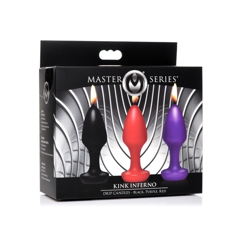Набір низькотемпературних свічок Master Series Kink Kink Inferno Butt Plug Candle Set у формі анальних пробок, 3 шт