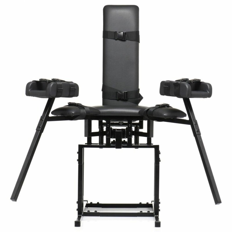 Бондажний стілець Master Series Leg Spreader Obedience Chair з фіксаторами, чорний