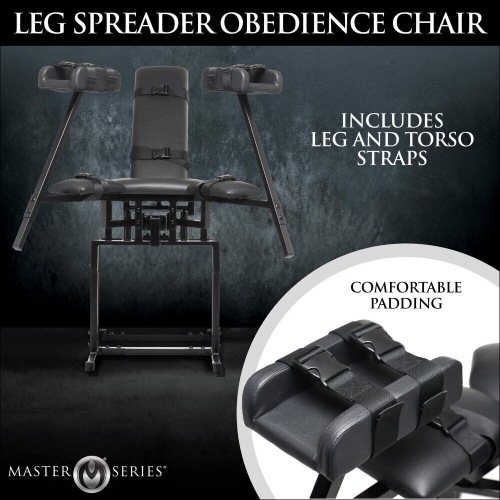 Бондажний стілець Master Series Leg Spreader Obedience Chair з фіксаторами, чорний - Изображение 6