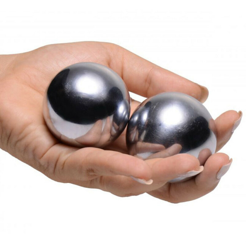 Вагінальні кульки великі, металеві Orgasm Balls, металік, 5 см , 280 г - Зображення 2