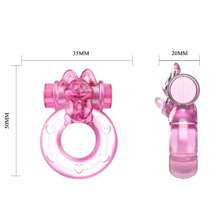 Ерекційне віброкільце Baile Bunny рожеве, 5 х 3.5 см - Изображение 5