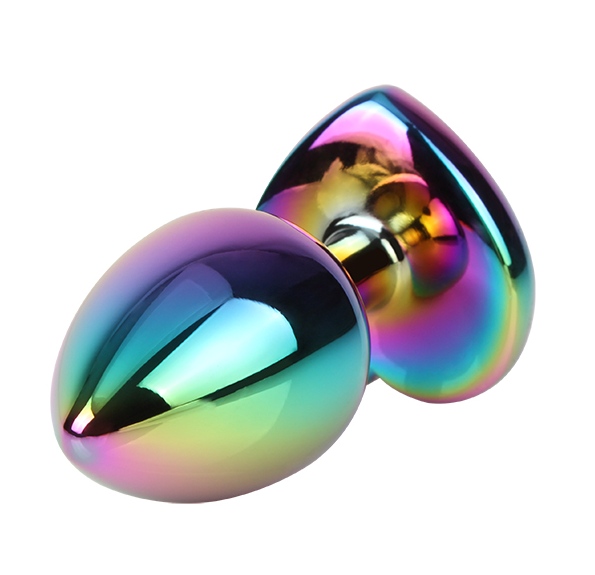 Анальна пробка з кристалом в формі серця S Rainbow Gem Chisa, металева, різнокольорова, 7 х 2.7 см - Зображення 3