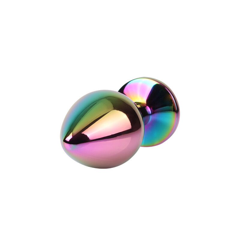 Анальна пробка M з кристалом Rainbow Gem Chisa, металева, різнокольорова, 8.2 х 3.3 см - Зображення 4