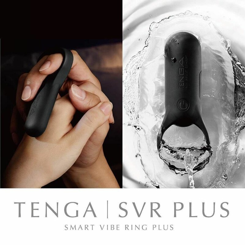 Ерекційне кільце з вібрацією SVR Plus Tenga, силіконове, чорне, 9.7 х 3.8 см - Изображение 6