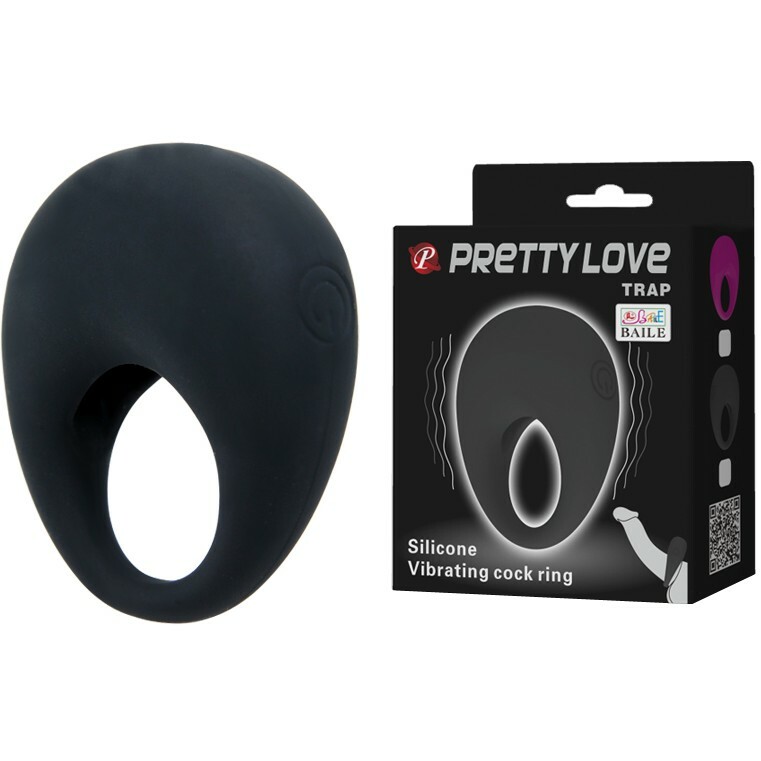 Ерекційне віброкільце Pretty Love Trap силіконове, чорне, 5.5 х 5.2 см