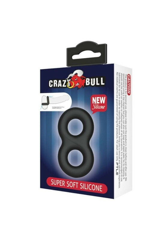Ерекційне кільце подвійне Crazy Bull Pretty Love, силіконове, чорне, 8.5 х 2 см - Зображення 1
