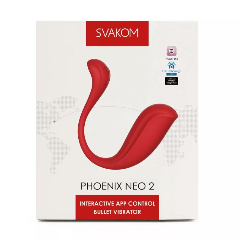 Віброяйце з підключенням до додатку, інтерактивне Svakom Phoenix Neo 2 червоне, 11.8 х 3 см - Зображення 1
