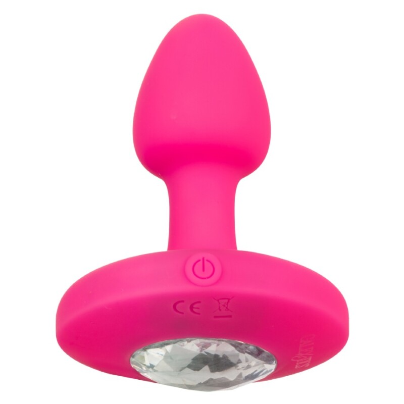 Анальна пробка з вібрацією CalExotics Cheeky Gems, з кристалом, рожева, 5 х 2.5 см - Изображение 2