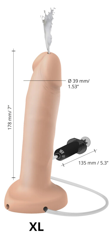Фалоімітатор реалістичний з еякуляцією XL Strap-On-Me, силіконовий, бежевий, 17.8 х 3.9 см - Изображение 4