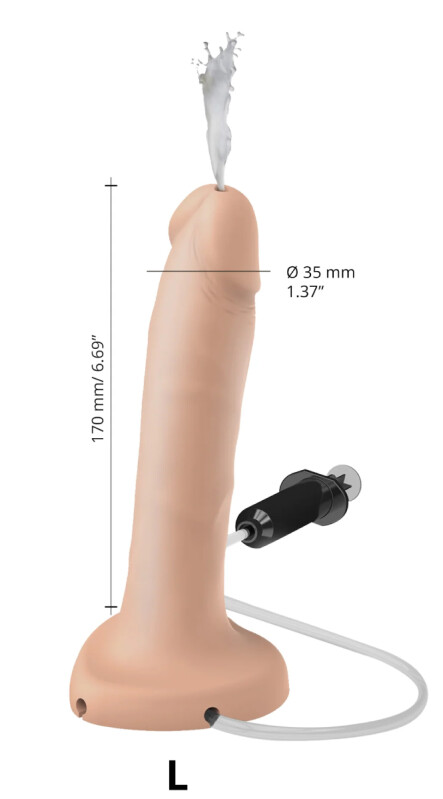 Фалоімітатор реалістичний з еякуляцією L Strap-On-Me, силіконовий, бежевий, 17 х 3.5 см - Зображення 5