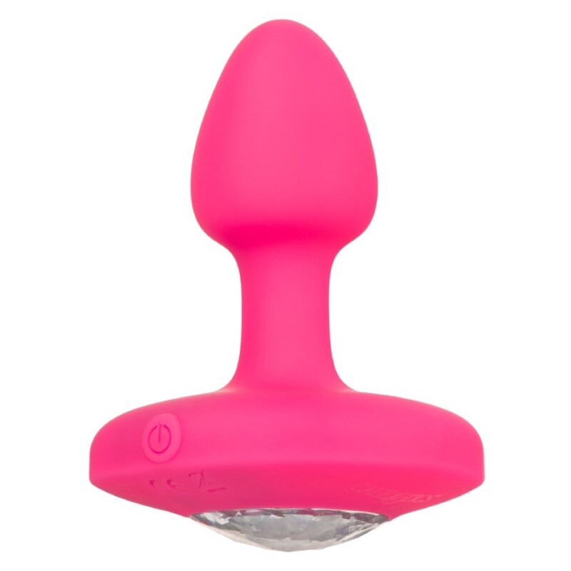 Анальна пробка з вібрацією CalExotics Cheeky Gems, з кристалом, рожева, 5 х 2.5 см - Изображение 9