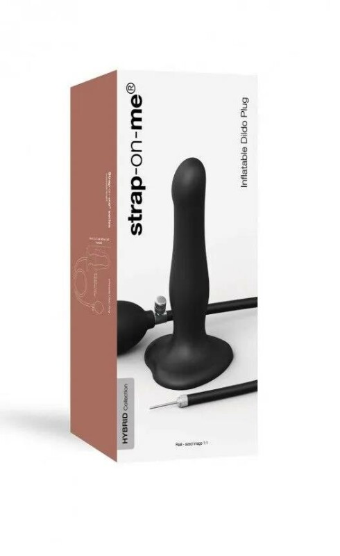 Насадка для страпону з накачуванням нереалістична Strap-On-Me чорна, 19 х 6 см