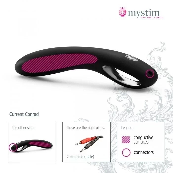 Фалоімітатор для електростимуляції Mystim Current Conrad чорний, 24 см х 3 см - Изображение 4
