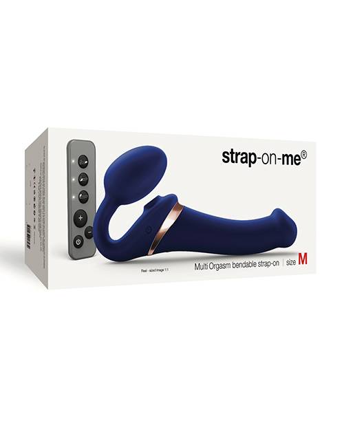 Безремневий страпон M з вібрацією та вакуумною стимуляцією Strap-On-Me, з дистанційним пультом, фіолетовий, 15.2 х 3.8 см - Изображение 3
