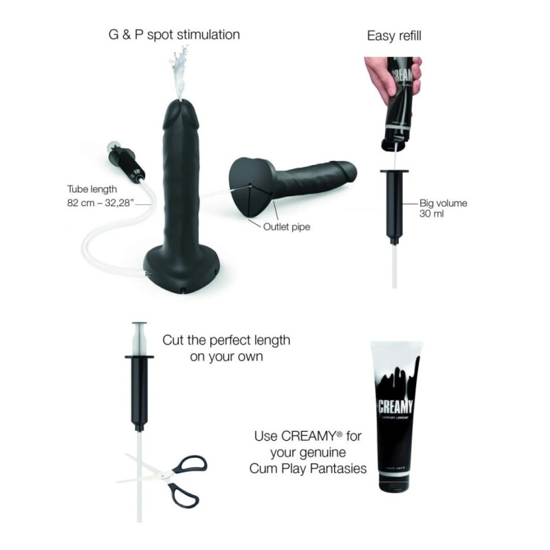 Фалоімітатор реалістичний з еякуляцією XL Strap-On-Me, силіконовий, чорний, 17.8 х 3.9 см - Зображення 5