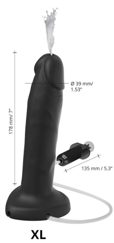 Фалоімітатор реалістичний з еякуляцією XL Strap-On-Me, силіконовий, чорний, 17.8 х 3.9 см - Зображення 4