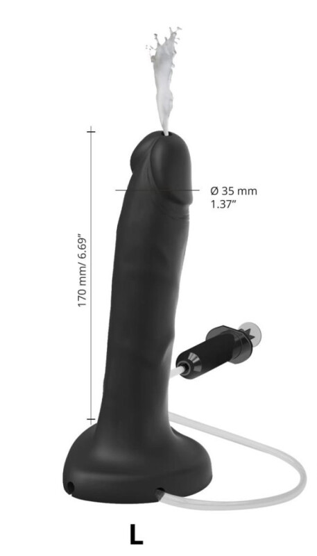 Фалоімітатор реалістичний з еякуляцією L Strap-On-Me, силіконовий, чорний, 17 х 3.5 см - Зображення 5
