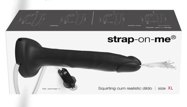 Фалоімітатор реалістичний з еякуляцією XL Strap-On-Me, силіконовий, чорний, 17.8 х 3.9 см - Зображення 1