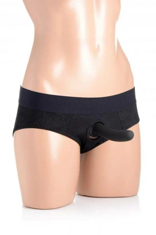 Трусики для страпону з інтимним доступом, L/XL, Strap U, з мереживом, чорні - Зображення 3