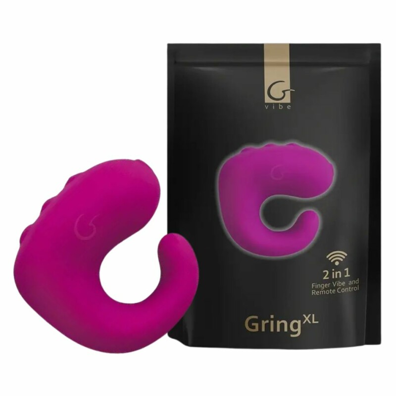Вібратор для клітора і пульт Gvibe Gring XL Sweet Raspberry на пальці, фуксія, 5 х 3.7 см