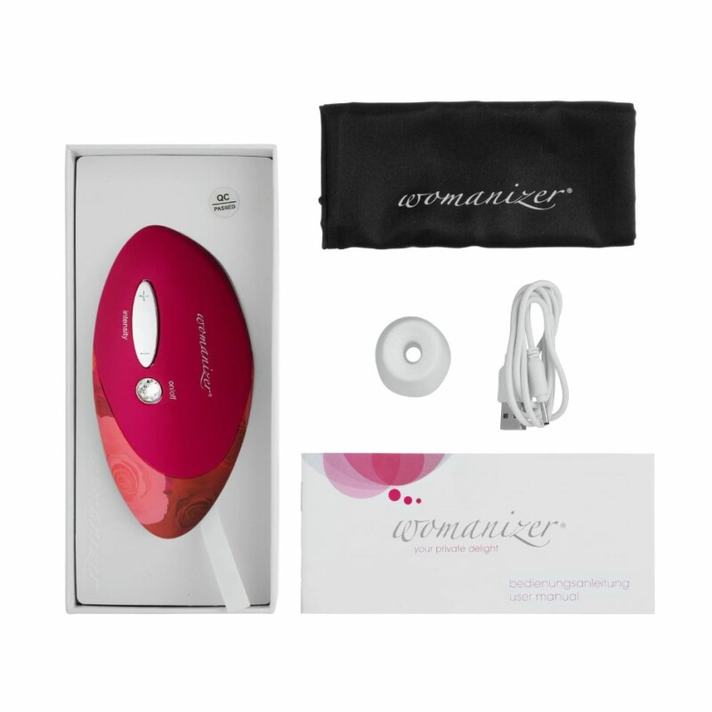 Кліторальний стимулятор Womanizer Pro W500 Red/Rose з квітковим принтом, червоний - Изображение 2