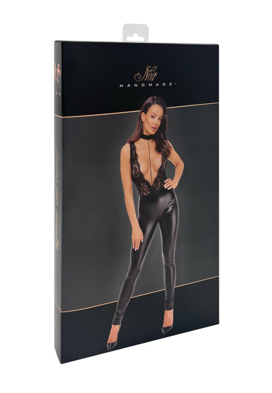 Комбінезон сексуальний вініловий M Libido F298 Noir Handmade, з мереживом, чорний - Изображение 6