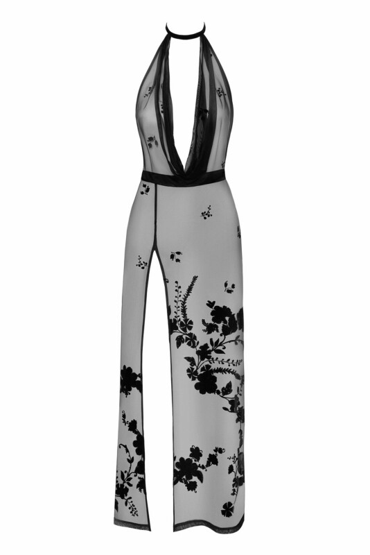Сукня сексуальна довга M Divinity F312 Noir Handmade, з глибоким декольте, чорна - Изображение 3