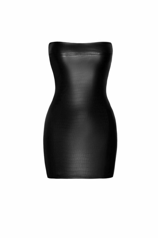 Еротична сукня, M, F317 Noir Handmade крокодиляча шкіра, мокрий ефект, чорна - Зображення 5
