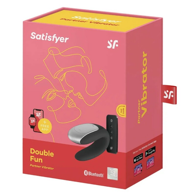 Вібратор для пар Satisfyer Double Fun з пультом, чорний, 9.3 х 4.2 см - Изображение 1